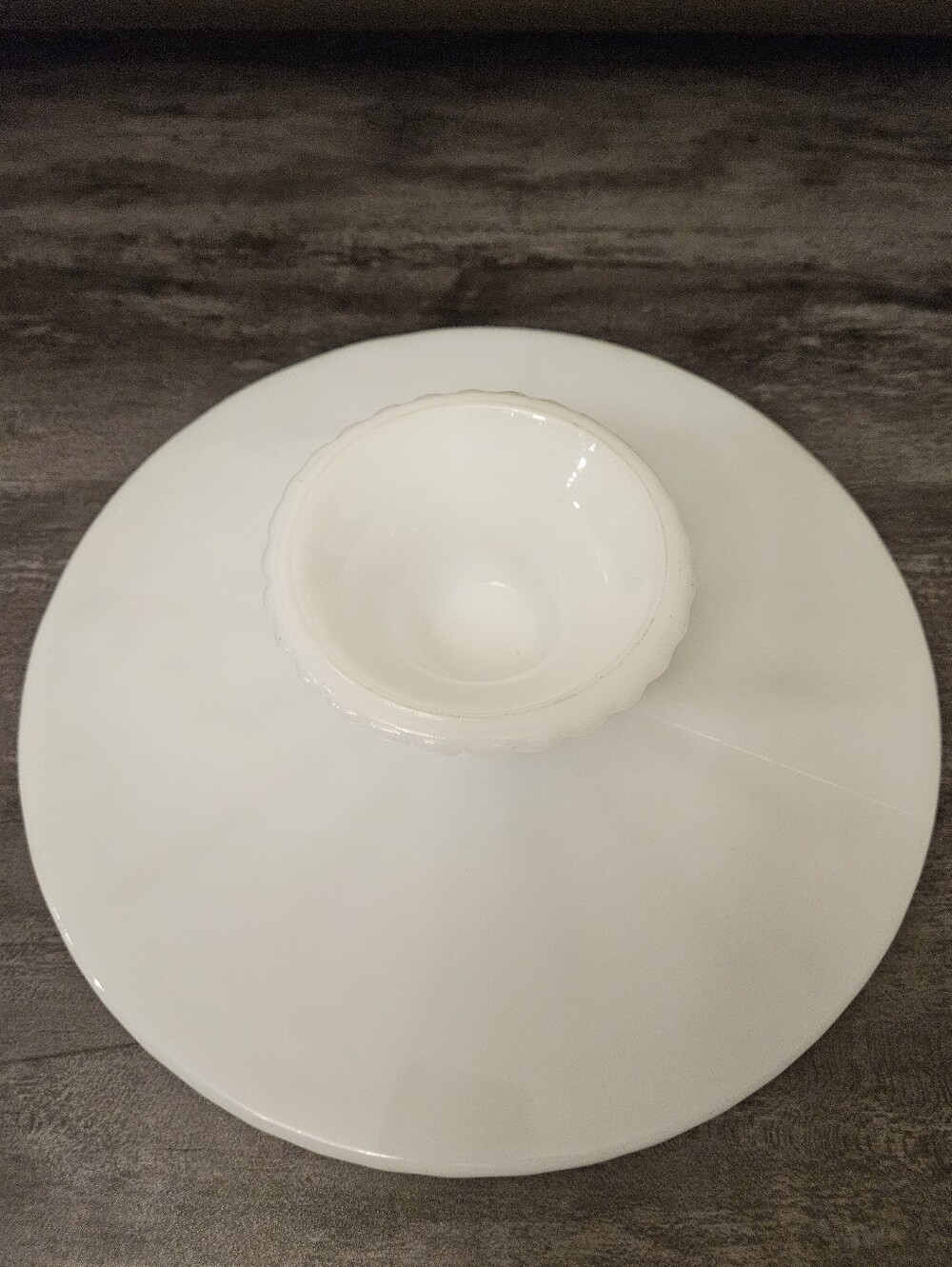 Vintage Anchor Hocking Starburst White Milk Glass Pedestal Cake Stand - Picture 7 of 10
